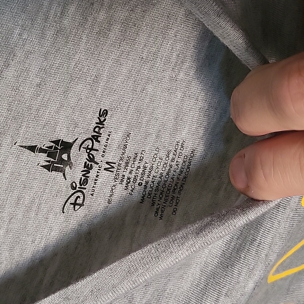 Disney Parks T-Shirt "Beauty and Brains" M Last One Brushed Gray & Yellow & Foil - Picture 7 of 7
